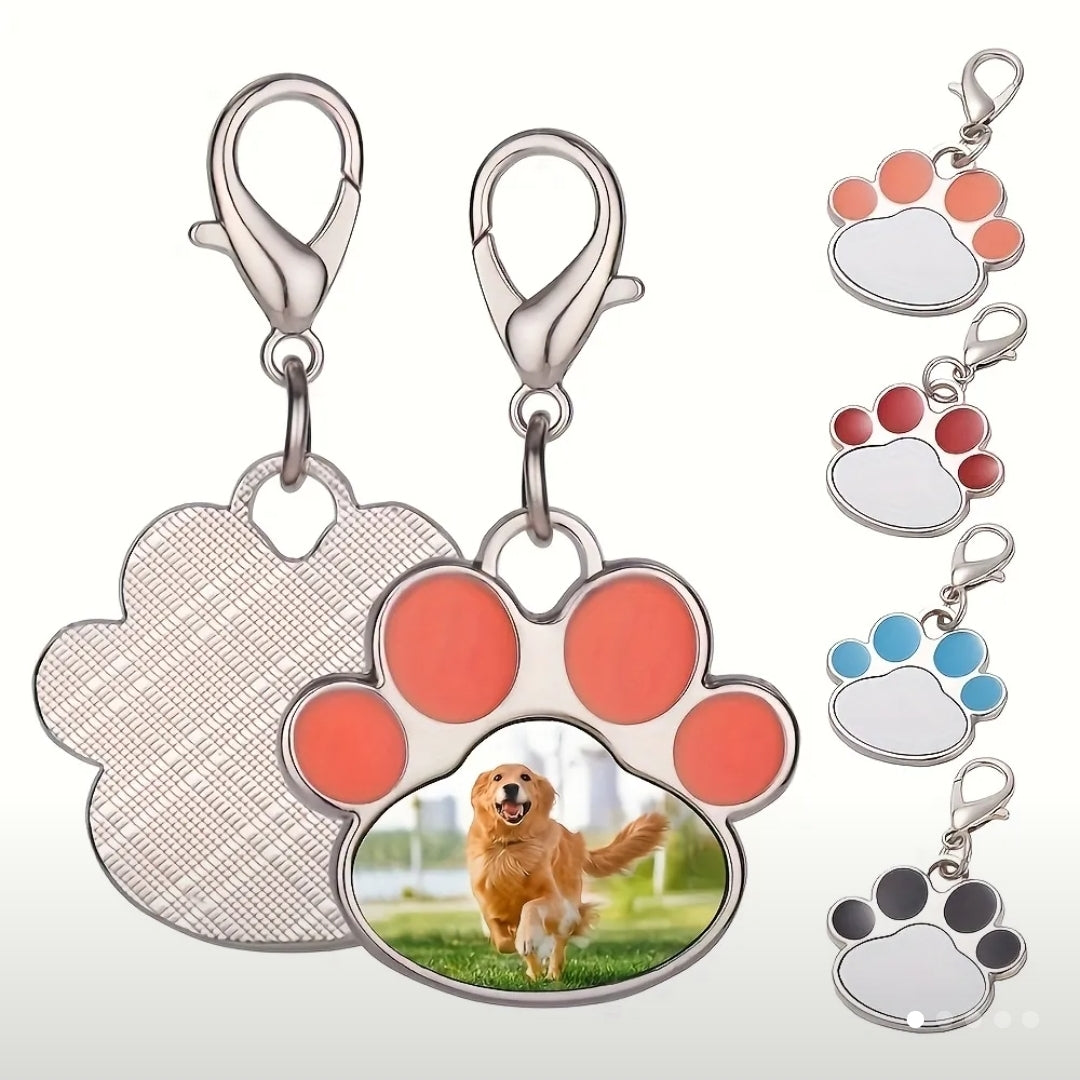 Custom Paw Print Pet Tag with Photo Insert – Double-Sided
